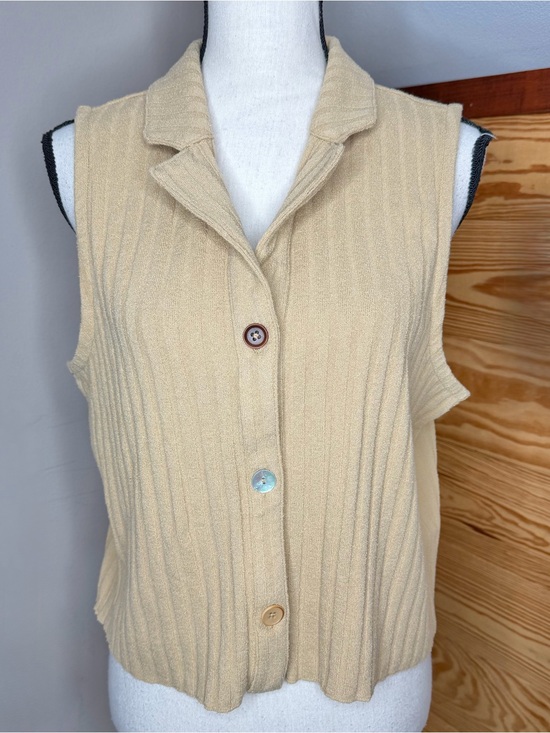 Madewell Tops - Madewell Mixed Button Up Ribbed Polo Tank Top Extra Large XL Gold Yellow
